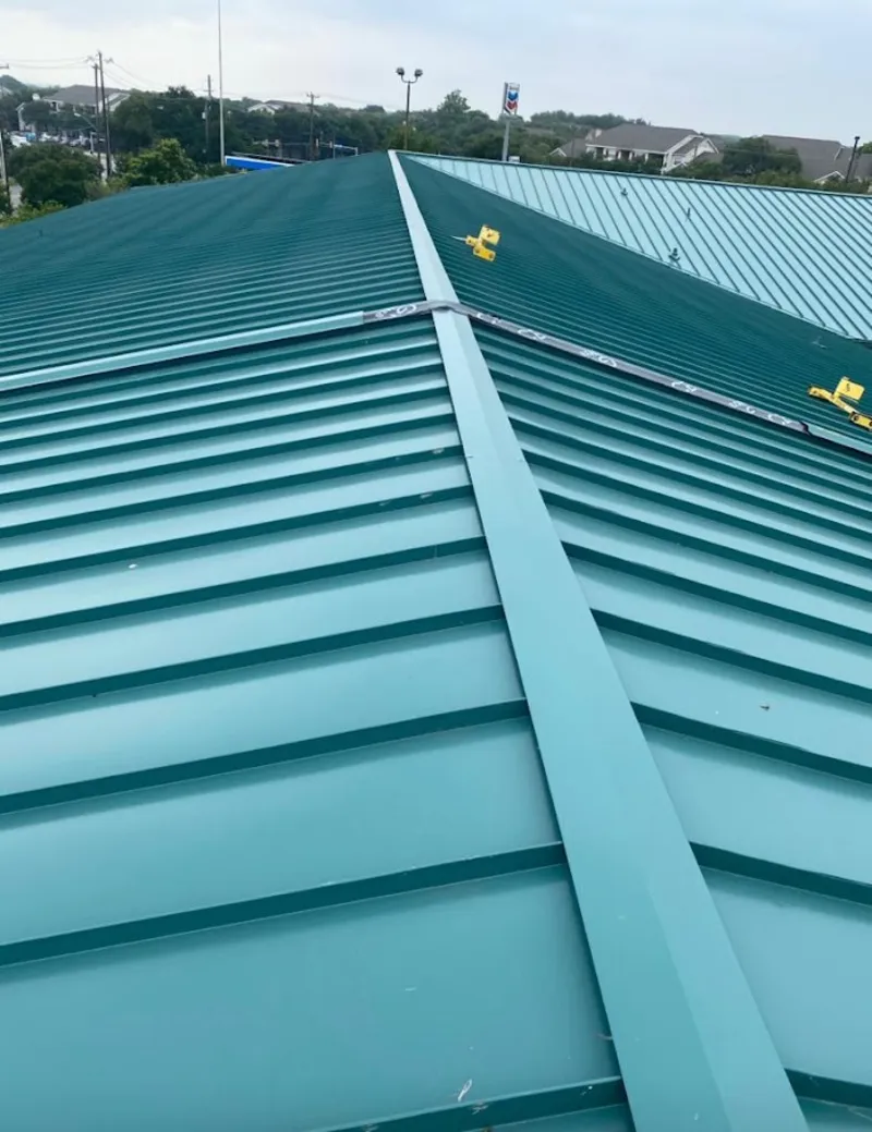 Green commercial metal roof ridge and valley for Metal Roof Repair in Knik-Fairview